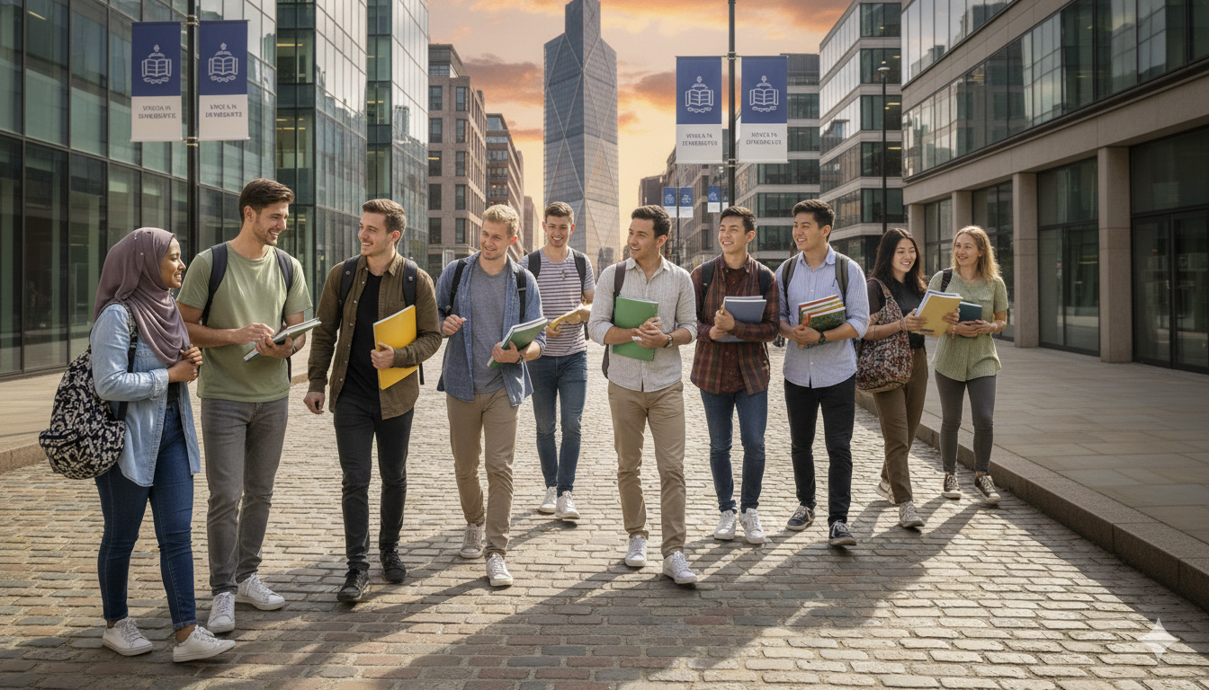 International students at London Excellent Academy campus